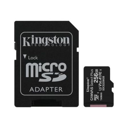 [33128] Kingston MicroSD Canvas Select Plus Memory Card 256GB ADAP Class10